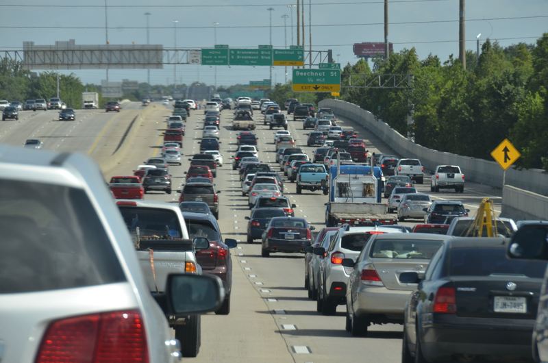 Heavy traffic on a Houston freeway